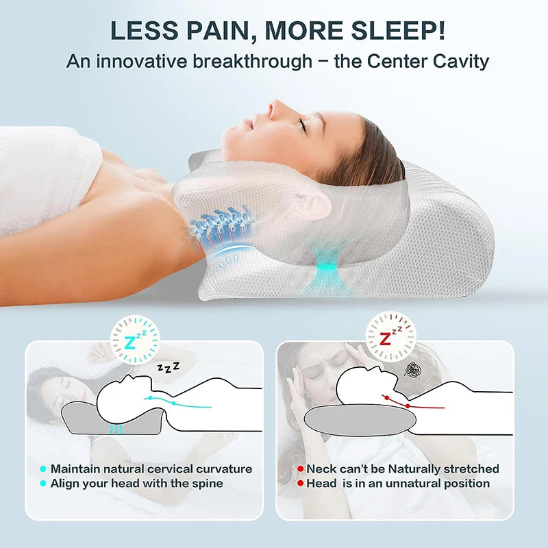 Pure Vital Premium Memory Foam Cervical Pillow – 2-in-1 Ergonomic Orthopedic Support for Neck Pain Relief