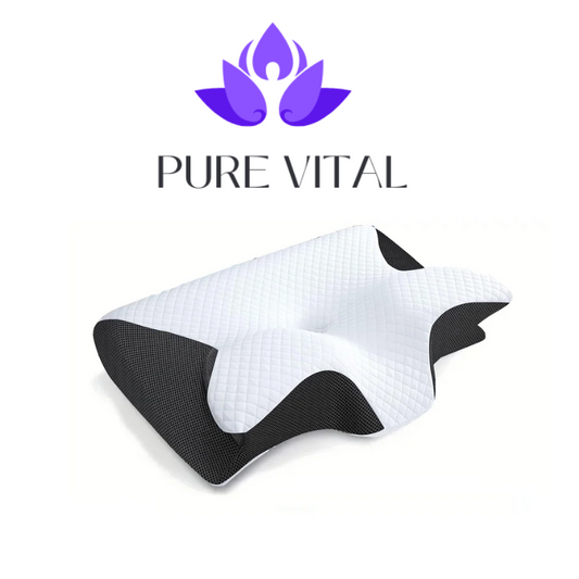 Pure Vital Memory Foam Cervical Pillow – 2-in-1 Ergonomic Support for Neck Pain & Restful Sleep