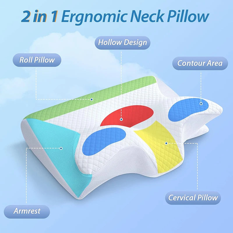 Pure Vital Premium Memory Foam Cervical Pillow – 2-in-1 Ergonomic Orthopedic Support for Neck Pain Relief