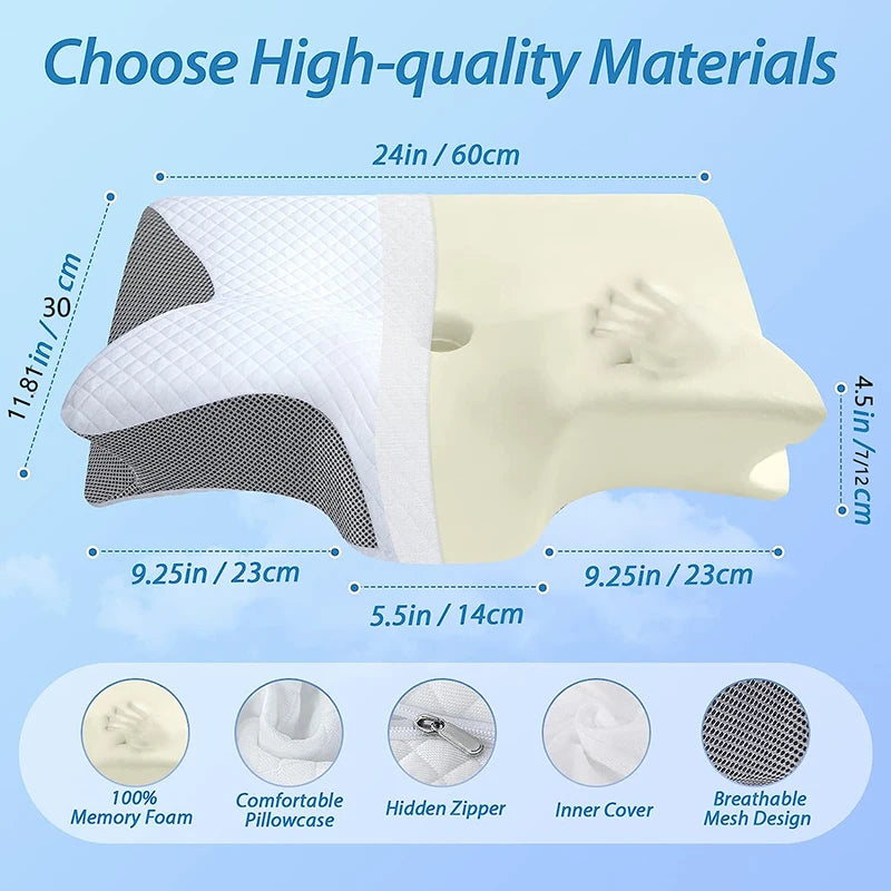 Pure Vital Premium Memory Foam Cervical Pillow – 2-in-1 Ergonomic Orthopedic Support for Neck Pain Relief